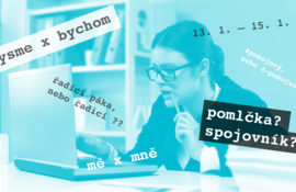 Žena okusující tužku nad notebookem