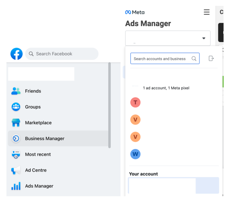 V Business Manageru si vlevo nahoře rozklikněte, kde všude jste přidaní (viz barevná kolečka).