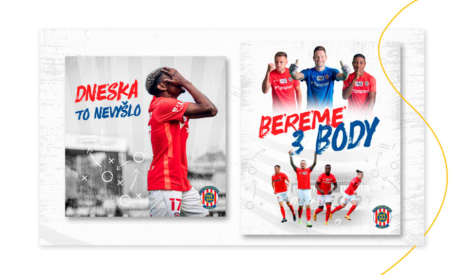 Feed složený prakticky výhradně z fotek jsme se rozhodli pro brněnskou Zbrojovku ozvláštnit vizuály, které graficky vyniknou a na první dobrou řeknou fanouškům, co se děje. zbrojovka 1.jpg