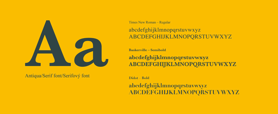 Ukázka serifového fontu.