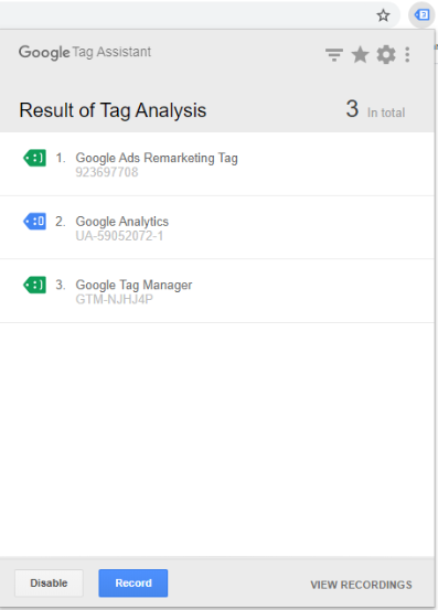 Google Tag Assistant – správnost vložení měřicích kódů