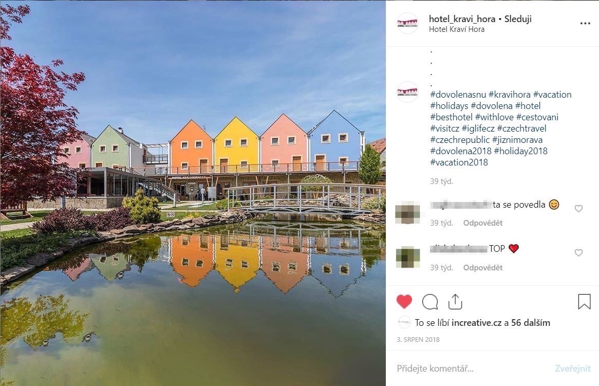 Hotel Kraví Hora příspěvek na Instagramu