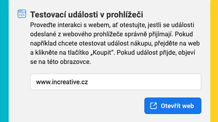 Karta Testovací událost_Facebook Pixel